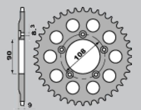 JR ZĘBATKA TYLNA 1026 38 DUCATI 750 PASO '86-'90, 906 PASO '90-'93