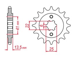 GROSSKOPF PROMOCJA ZĘBATKA PRZEDNIA 293 15 HONDA XL 400 V '88-'91, XL 600 V TRANSALP 87-88 (JTF293.15)
