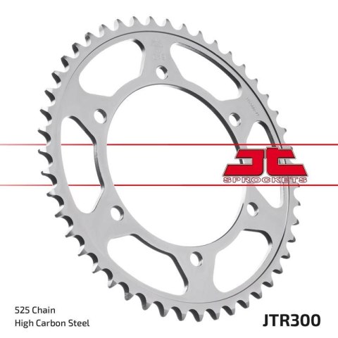 JT ZĘBATKA TYLNA 300 48 HONDA XL600V TRANSALP '87-'99, XL700V '08-'13 (30048JTZBK) (ŁAŃC. 525) KOLOR CZARNY