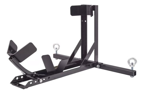 BIKETEC UNIWERSALNY PODNOŚNIK STOJAK Z UCHWYTEM PRZEDNIEGO KOŁA DO TRANSPORTU MOTOCYKLA (Z KOŁYSKĄ) KOLOR CZARNY