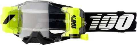 100 PROCENT GOGLE MODEL ARMEGA FORECAST ROLL-OFF BLACK - KOLOR CZARNY/BIAŁY SZYBKA PRZEŹROCZYSTA