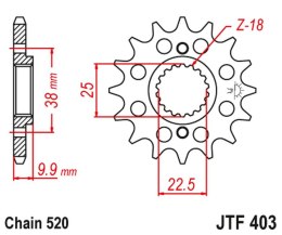 JT ZĘBATKA PRZEDNIA 2200 14 BMW G 450 X '08-11', HUSQVARNA 449/511 TC/TE/SM '11-12' (220014JT) (ŁAŃC. 520)