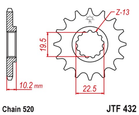 JT ZĘBATKA PRZEDNIA 435 16 SUZUKI DR 350 '90-'99 (+1) DRZ 400 '00-'20 (+1) (JTF432.16)* (ŁAŃC. 520)