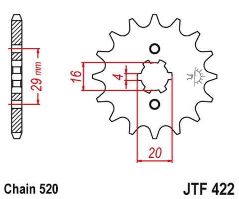 JT ZĘBATKA PRZEDNIA 514 15 KAWASAKI KX 125 '84-'93 (51415JT) (ŁAŃC. 520) NA ZAMÓWIENIE
