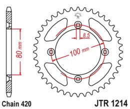 JT ZĘBATKA TYLNA 238 38 HONDA CRF 70 '04-12'; CRF 110 '13-21', XR 70/80 '97-03', CR 50/80 '82-84' (23838JT) (ŁAŃC.420)