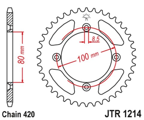 JT ZĘBATKA TYLNA 238 38 HONDA CRF 70 '04-12'; CRF 110 '13-21', XR 70/80 '97-03', CR 50/80 '82-84' (23838JT) (ŁAŃC.420)