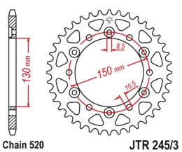 JT ZĘBATKA TYLNA 4309 47 HONDA NX 650 '88-'90 (ŁAŃC. 520) (430947JT)