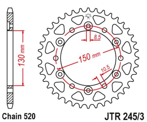 JT ZĘBATKA TYLNA 4309 47 HONDA NX 650 '88-'90 (ŁAŃC. 520) (430947JT)