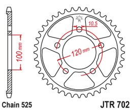 JT ZĘBATKA TYLNA 4363 46 APRILIA DORSODURO 750 '07-'16 (JTR702.46) (ŁAŃC. 525)
