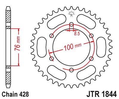 JT ZĘBATKA TYLNA 4513 52 YAMAHA YZF 125R '19-22, MT 125 15-23 (+4) (451352JT)* (ŁAŃC. 428)