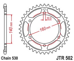 JT ZĘBATKA TYLNA 502 48 KAWASAKI GPZ 750 '84-88', GPZ 1100 '95-98', ZZ-R 1100 '90-01' (50248JT) (ŁAŃC.530)