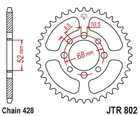JT ZĘBATKA TYLNA 802 39 SUZUKI TS 80 '81-82, DS 80 '78-79, KAWASAKI KE 100 '08-01, KH 100 '78-81, G 3/4/5 '70-75 (80239JT) (ŁAŃC