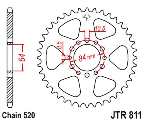 JT ZĘBATKA TYLNA 811 39 SUZUKI TC 125/185 '73-77, TS 185 '71-84 (81139JT) (ŁAŃC. 520)