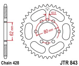 JT ZĘBATKA TYLNA 843 45 YAMAHA DT 80LC '83-84 (-3), DT 125 LC (-4), SR 125 '80-'94 (-4) (84345JT) (ŁAŃC. 428)