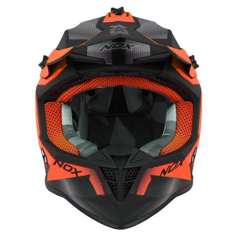 NOX KASK CROSS / OFFROAD N633 FUSION KOLOR CZARNY MAT/POMARAŃCZOWY ROZMIAR XL (ZAPIĘCIE MIKROMETRYCZNE)