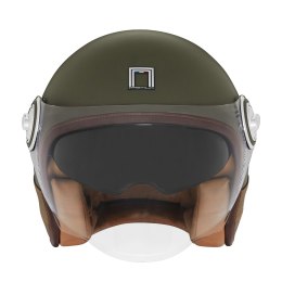 NOX PREMIUM KASK OTWARTY JET HERITAGE LEATHER KOLOR KHAKI/BRĄZOWY ROZMIAR XL