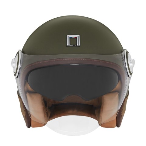 NOX PREMIUM KASK OTWARTY JET HERITAGE LEATHER KOLOR KHAKI/BRĄZOWY ROZMIAR XL