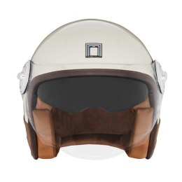 NOX PREMIUM KASK OTWARTY JET HERITAGE LEATHER KOLOR KREMOWY/BRĄZOWY ROZMIAR L