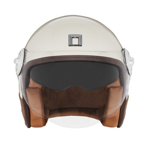 NOX PREMIUM KASK OTWARTY JET HERITAGE LEATHER KOLOR KREMOWY/BRĄZOWY ROZMIAR L