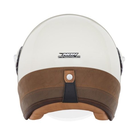 NOX PREMIUM KASK OTWARTY JET HERITAGE LEATHER KOLOR KREMOWY/BRĄZOWY ROZMIAR L