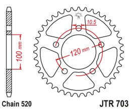 JT 2024/03 ZĘBATKA TYLNA 4396 43 APRILIA RS / TUONO 660 '21-'24, TOUNO FACTORY 660 '22, (439643JT) (ŁAŃC. 520) (OEM: CM306201)