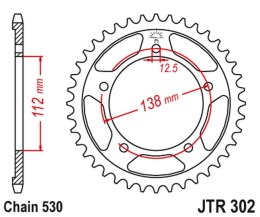 JT ZĘBATKA TYLNA 408 44 HONDA CBR 1100 XX '97-'07 (SC35) (40844JT) (ŁAŃC. 530) CZARNA