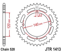 JT ZĘBATKA TYLNA 4354 39 KAWASAKI KXF A TECATE '87-88' (ATV) (435439JT) (ŁAŃC.520) NA ZAMÓWIENIE