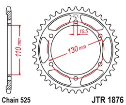 JT ZĘBATKA TYLNA 4385 43 SUZUKI GSXR 600 '11-'19, YAMAHA MT-07 '14-'22, XSR 700 '16-'22 (438543JT) (ŁAŃC. 525) CZARNA (ORYG)