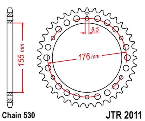 JT ZĘBATKA TYLNA 4392 43 TRIUMPH 900/955/1000 (439243JT) (ŁAŃC. 530) CZARNA