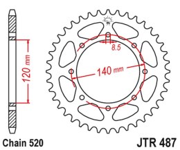 JT ZĘBATKA TYLNA 487 37 KAWASAKI W800 BKF STREET, CKF CAFE '19 (JTR487.37) (ŁAŃC. 520)
