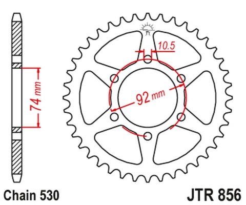 JT ZĘBATKA TYLNA 852 44 YAMAHA XJ 400 / XJ 550 SECA/MAXIM '81-85 (85244JT) (ŁAŃC. 530) NA ZAMÓWIENIE
