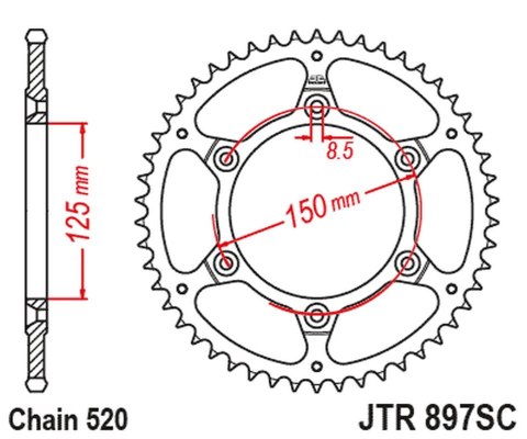 JT ZĘBATKA TYLNA 899 45 KTM SX/EXC ULTRALITE SAMOOCZYSZCZAJĄCA (89945JT) (ŁAŃC. 520)