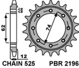 PBR ZĘBATKA PRZEDNIA 2196 22 18NC GILERA GP 800 (09-13), APRILIA SRV850 (12) (ŁAŃC. 525)