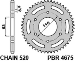 PBR ZĘBATKA TYLNA 4675 45 KTM 125 DUKE '14-18, 390 DUKE/RC '13-18 (JTR890.45) (ŁAŃC. 520)