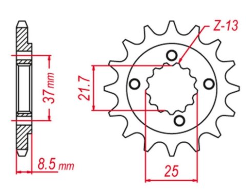 GROSSKOPF PROMOCJA ZĘBATKA PRZEDNIA 350 14 HONDA XR 600 '91-'00, POLARIS 500 '03-'07, TRX 400 X/EX '05-'14 (JTF1309.14)