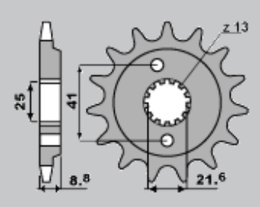 JR ZĘBATKA PRZEDNIA 350 13 HONDA XR 600R '91-'00, POLARIS 500 (JTF1309.14)
