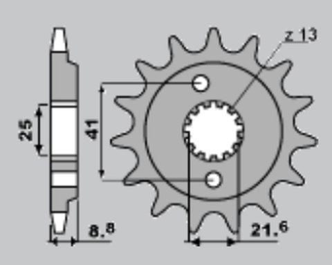 JR ZĘBATKA PRZEDNIA 350 13 HONDA XR 600R '91-'00, POLARIS 500 (JTF1309.14)