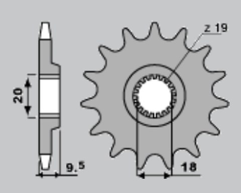 PBR ZĘBATKA PRZEDNIA 333 13 18NC HONDA CR 125 (86) (ŁAŃC. 520)