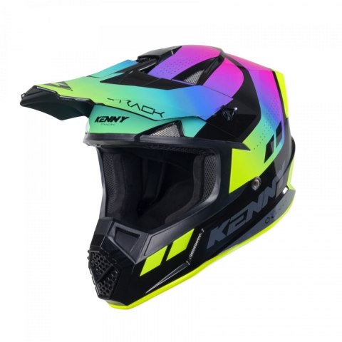 KENNY RACING 2025 KASK CROSS/ENDURO MODEL TRACK GRAPHIC NEON KOLOR CZARNY/ZIELONY/RÓŻOWY ROZMIAR XXL ( 63 - 64 CM )