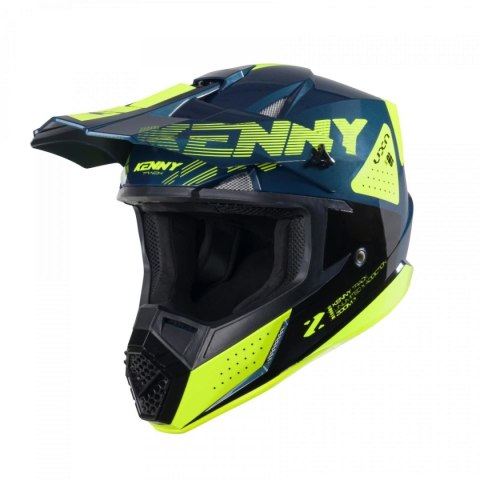 KENNY RACING 2025 KASK CROSS/ENDURO MODEL TRACK GRAPHIC ZOOM PETROL KOLOR NIEBIESKI/ŻÓŁTY ROZMIAR S ( 55 - 56 CM )