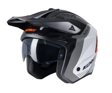 KENNY RACING 2025 KASK OTWARTY JET MODEL MILES GRAPHIC BLACK/ORANGE KOLOR BIAŁY/CZARNY/SZARY/POMARAŃCZOWY ROZMIAR M ( 57 - 58 CM
