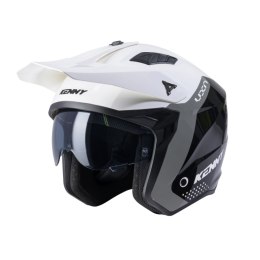 KENNY RACING 2025 KASK OTWARTY JET MODEL MILES GRAPHIC WHITE/GREY KOLOR BIAŁY/SZARY/CZARNY ROZMIAR M ( 57 - 58 CM )
