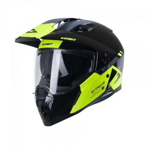 KENNY RACING 2025 KASK DUAL ADVENTURE MODEL EXTREME GRAPHIC NEON YELLOW KOLOR CZARNY/SZARY/ŻÓŁTY ROZMIAR L (59 - 60 CM)