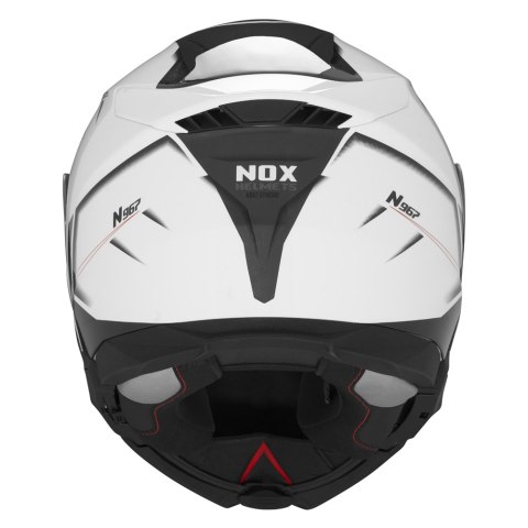 NOX FLIP-UP HELMET NOX KASK SZCZĘKOWY (FLIP-UP) Z BLENDĄ N967 SYNCHRO KOLOR BIAŁY/CZERWONY ROZMIAR XXL