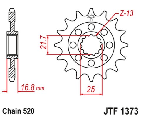 JT ZĘBATKA PRZEDNIA 2042 16 HONDA NC 750X/S/DCT '14-'15, INTEGRA 750 DCT '14-'15 (204216JT) (ŁAŃC. 520)