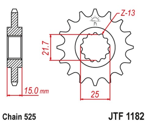 JT ZĘBATKA PRZEDNIA 2082 13 TRIUMPH TT/DAYTONA/SPEED FOUR 600 '00-05' DAYTONA 650 '05, (208213JT) (ŁAŃC. 525)