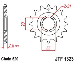 JT ZĘBATKA PRZEDNIA 2120 12 HONDA CR 125R '04-'07, CRF 250R/X '04-'17 (212012JT) (ŁAŃC. 520)