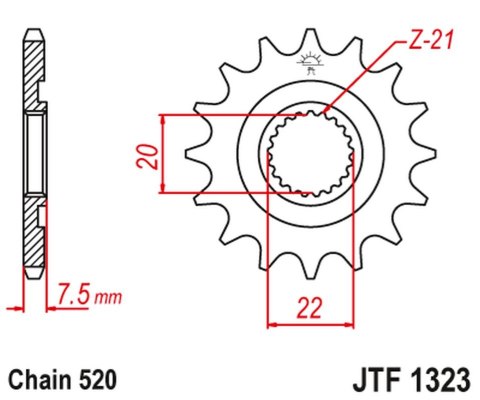 JT ZĘBATKA PRZEDNIA 2120 12 HONDA CR 125R '04-'07, CRF 250R/X '04-'17 (212012JT) (ŁAŃC. 520)