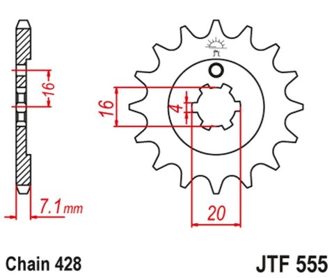 JT ZĘBATKA PRZEDNIA 555 13 YAMAHA DT 80 LC1/LC2 '83-'95, TZR 80 '92-'95 (55513JT) (ŁAŃC. 428)