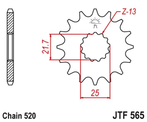 JT ZĘBATKA PRZEDNIA 565 17 SUZUKI GS500E '89-'93 (56517JT) (ŁAŃC. 520) (+1)